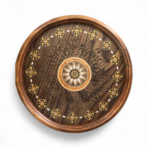 Mosaic tray صينة موزاييك مدورة مع صدف